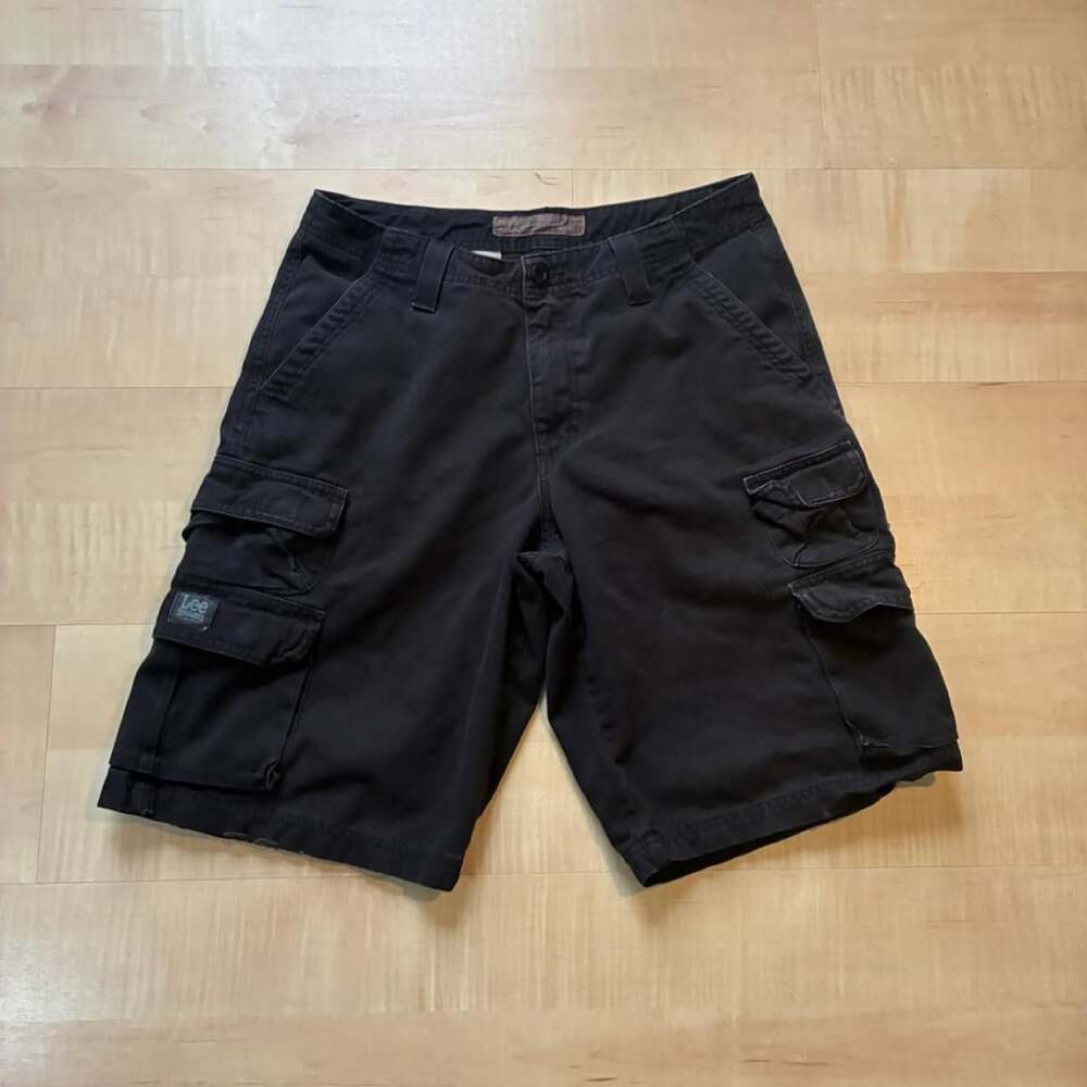 Vintage Y2K Lee Dungarees Cargo Shorts Black 30